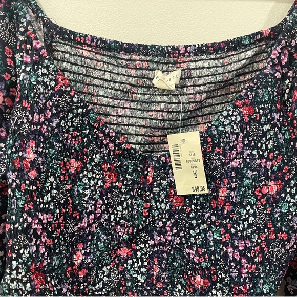 NWT Aeropostale Ditsy Floral Ruched Balloon Sleeve Crop Top Sz Large - Picture 4 of 6